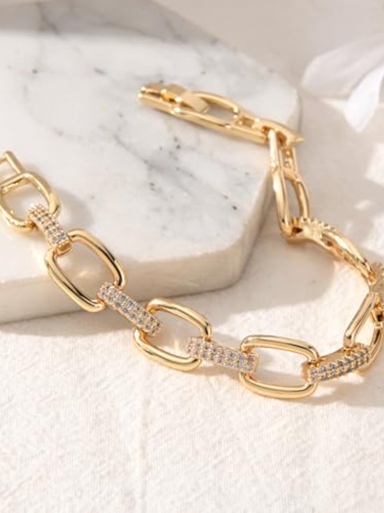 14k Gold And Silver Plated Special Cain Link With Toggle Clasp Closure In Daily